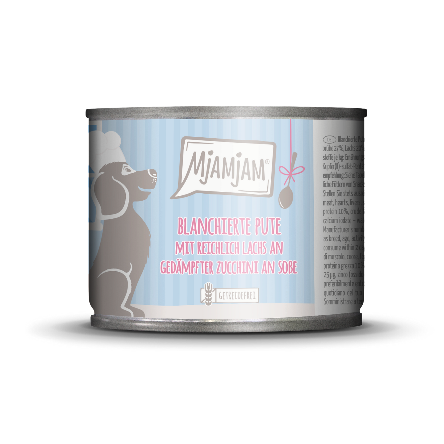 MjAMjAM - Pavo escaldado con abundante salmón y calabacín al vapor en salsa 185g