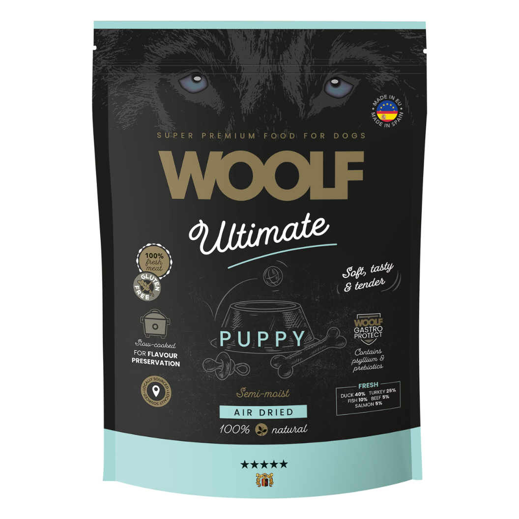Woolf Ultimate - Nourriture semi-humide pour chiots (canard et dinde)
