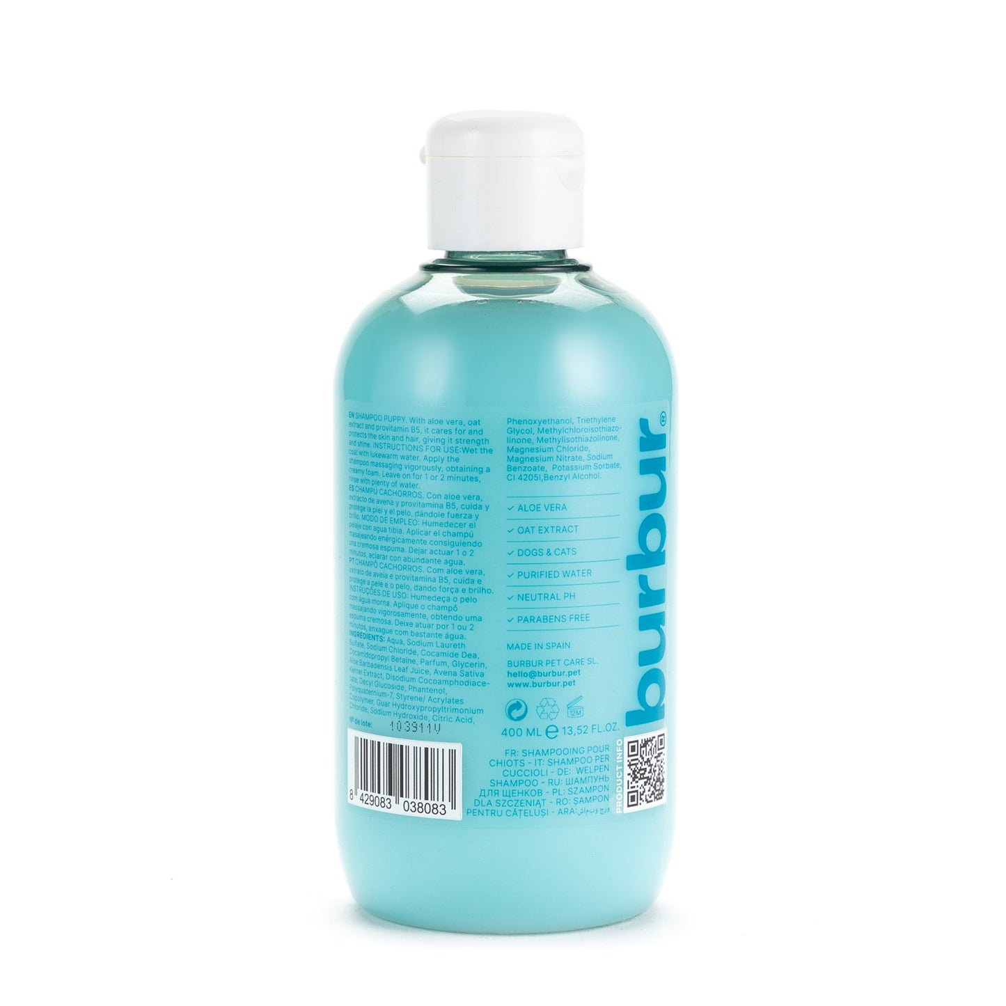 Burbur - Champú para cachorros con aloe vera y avena