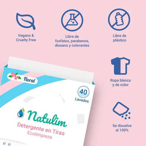 Natulim - Detergente para ropa en tiras (Floral)