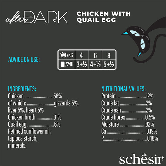Schesir After Dark - Filetes de pollo con huevo de codorniz en caldo 80g