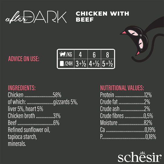Schesir After Dark - Filetes de pollo con ternera en caldo 80g