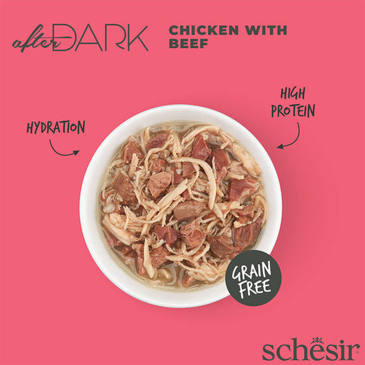Schesir After Dark - Filetes de pollo con ternera en caldo 80g