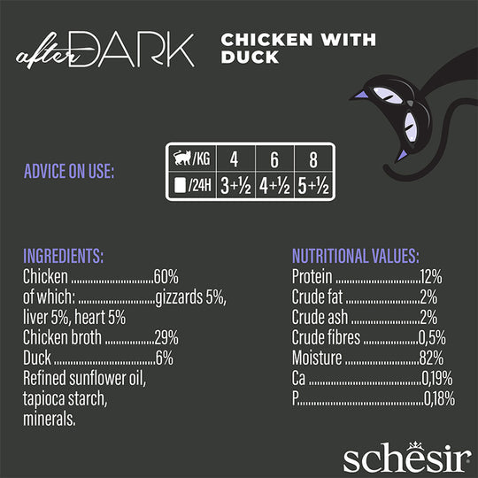 Schesir After Dark - Filetes de pollo con pato en caldo 80g