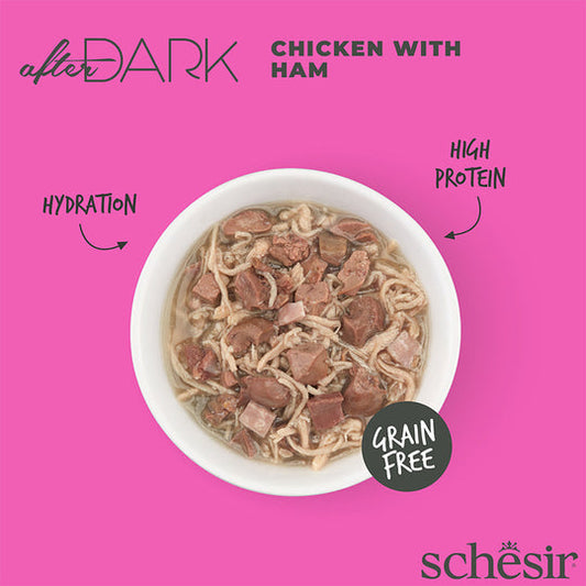 Schesir After Dark - Filetes de pollo con jamón en caldo 80g