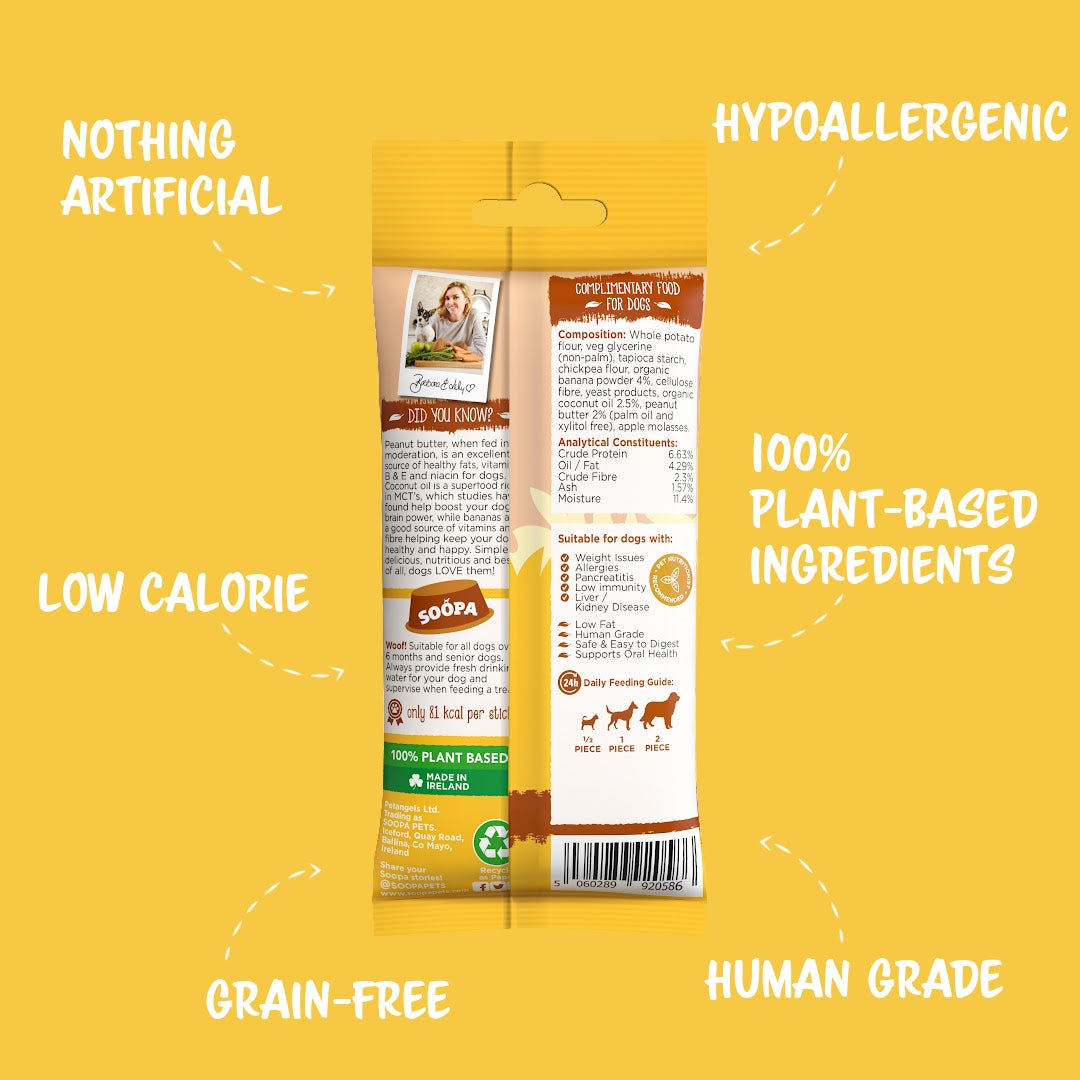 Soopa - Palitos dentales de Mantequilla de Cacahuete y Plátano