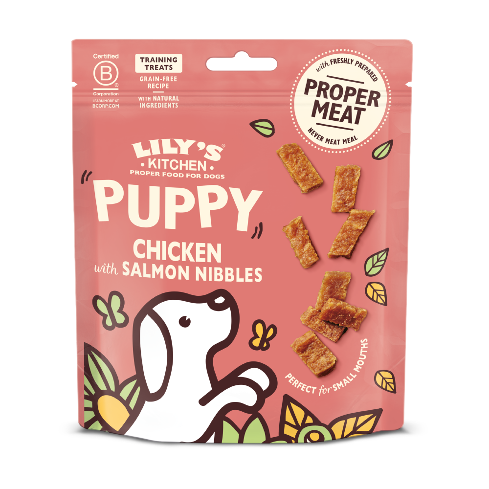 Lily's Kitchen Chicken Nibbles with Salmon – Snacks de Pollo y Salmón para Cachorros