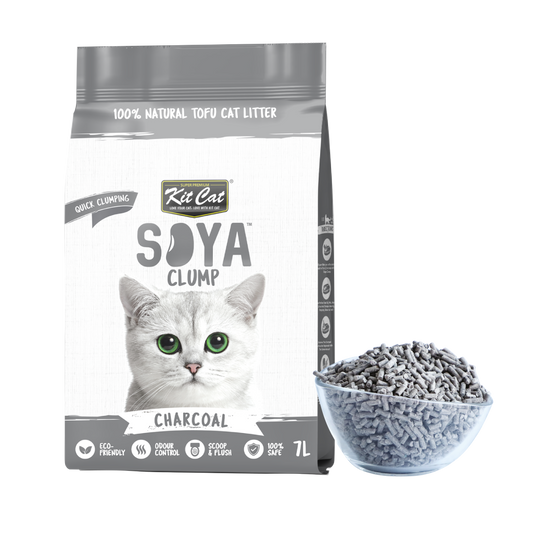 Kit de litière de soja biologique SoyaClump pour chat - Charbon de bois 7 L