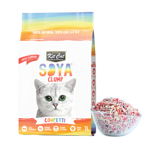Kit de litière de soja bio pour chat SoyaClump - Confetti 7 L