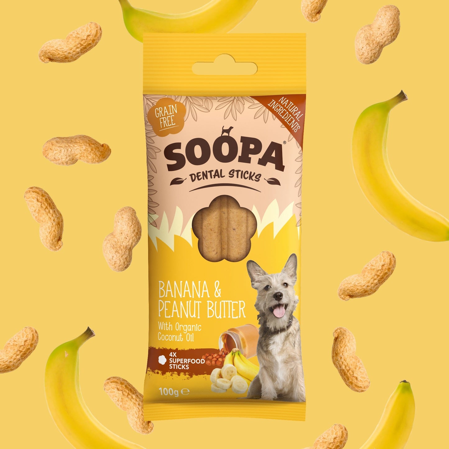 Soopa - Bâtonnets dentaires au beurre de cacahuète et à la banane