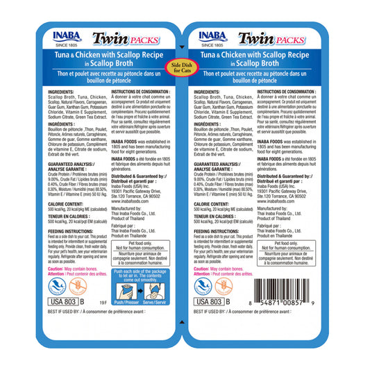 Inaba - Churu Twin Packs de poulet et de thon dans un bouillon de Coquilles Saint-Jacques