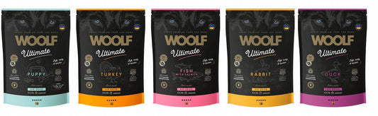 Woolf Ultimate - Nourriture semi-humide pour chiots (canard et dinde)