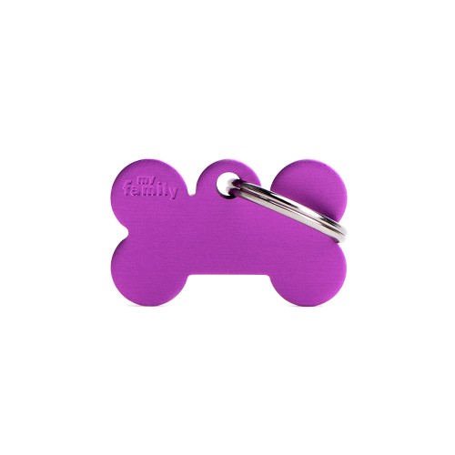 MyFamily - Badge en aluminium de base en forme d'os de petite taille