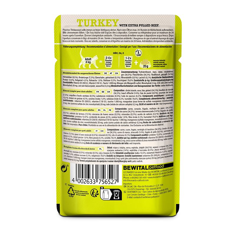 Leonardo - Pavo con Extra Pulled Beef 70g