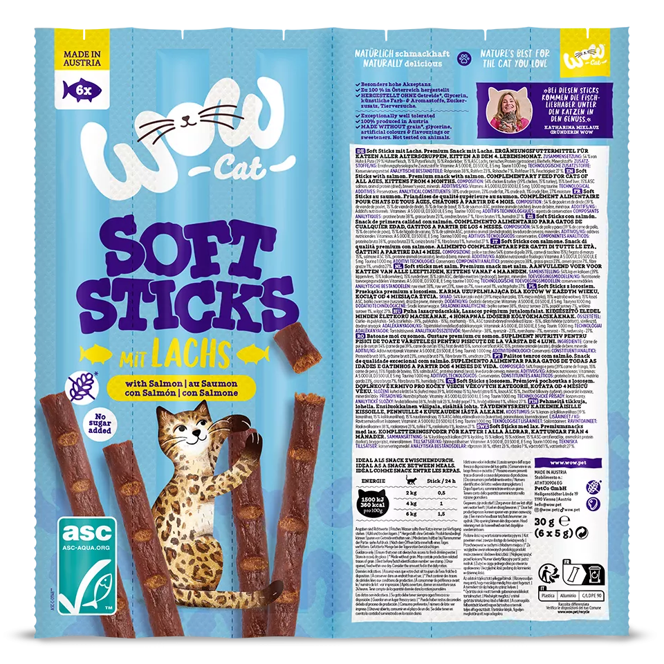 WOW Cat - Soft Sticks con Salmón