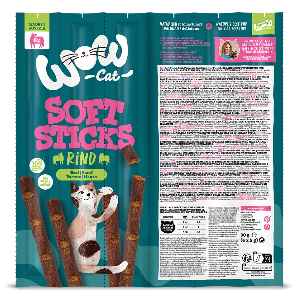 WOW Cat - Soft Sticks con Ternera