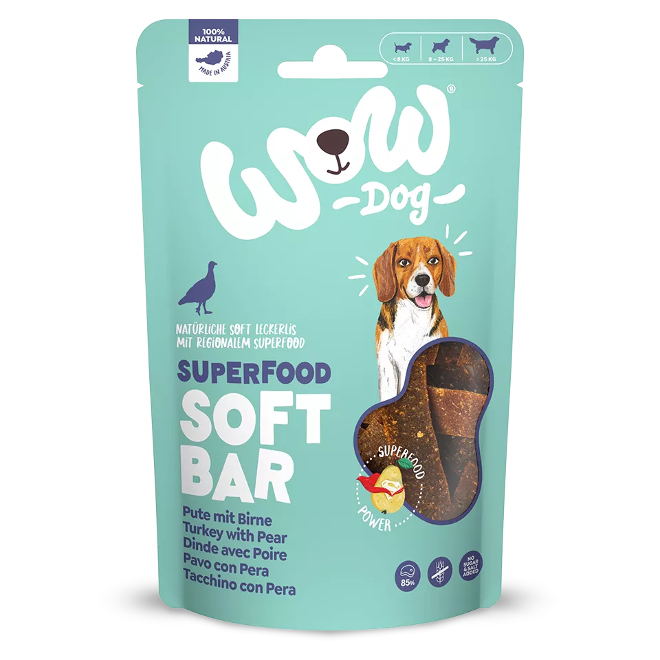 WOW Dog - Superfood Barritas tiernas de Pavo con Pera
