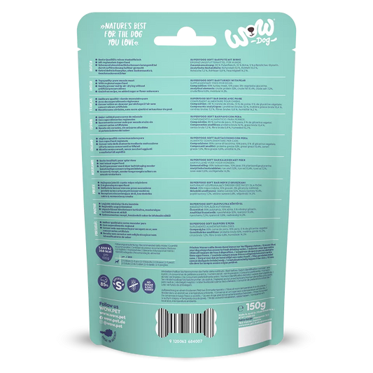 WOW Dog - Bâtonnets de dinde et de poire tendres et superalimentaires