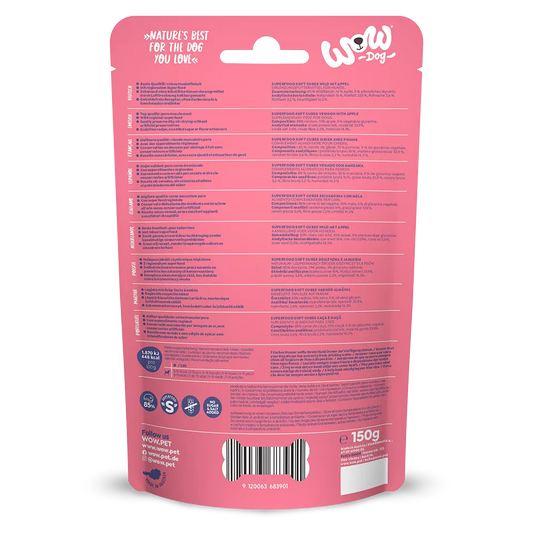 WOW Dog - Cubes de venaison tendres et superalimentaires aux pommes
