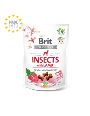 Brit Care Crunchy Cracker - Insectos con cordero enriquecido con frambuesas 200g
