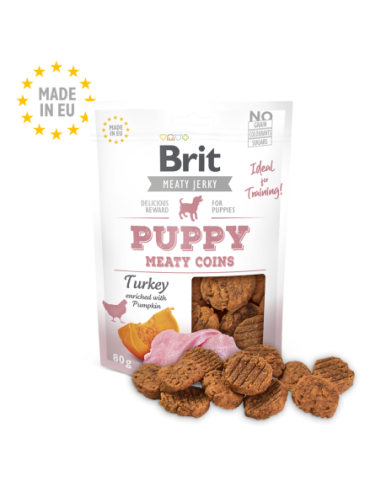 Brit Meat Jerky Snack - Monedas carnosas de pavo para cachorros 80g