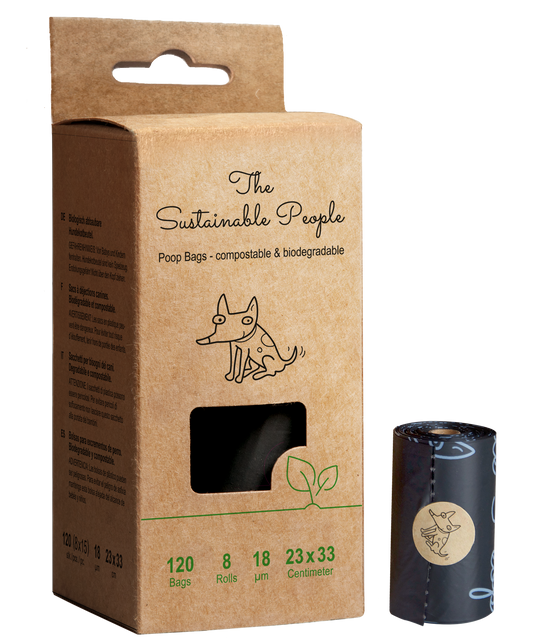 TSP Bolsas Caca Compostables – Sin Asas (8 rollos/120 bolsas)