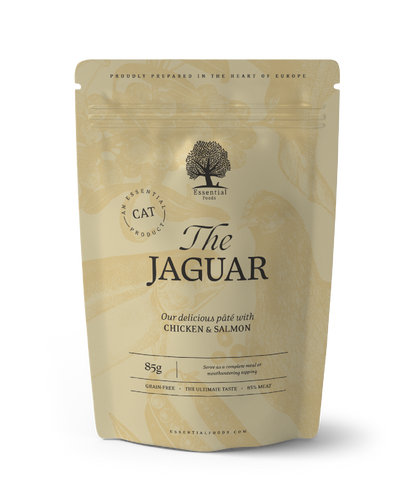 Essential Foods La Pâtée Jaguar – Poulet et Saumon pour Chats 85g