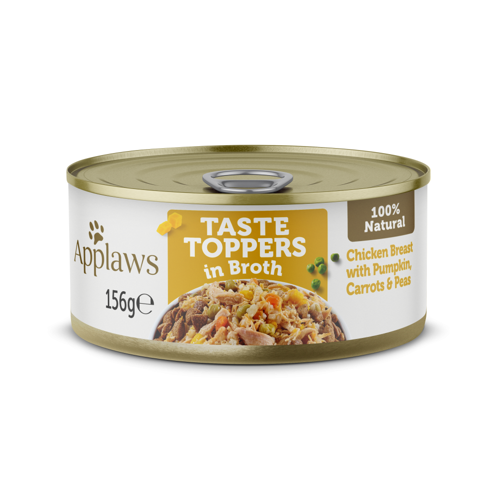 Applaws Taste Toppers - Blanc de poulet au potiron, carottes et petits pois en bouillon 156 g