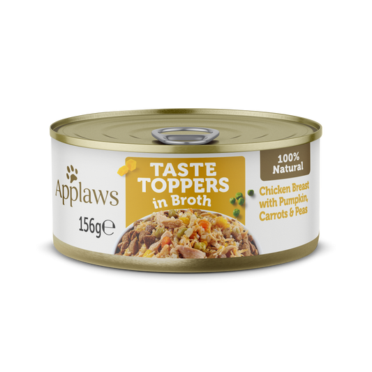 Applaws Taste Toppers - Blanc de poulet au potiron, carottes et petits pois en bouillon 156 g