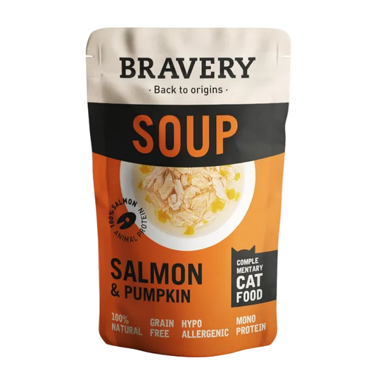 Bravery - Sopa de Salmón y Calabaza para Gatos 40g