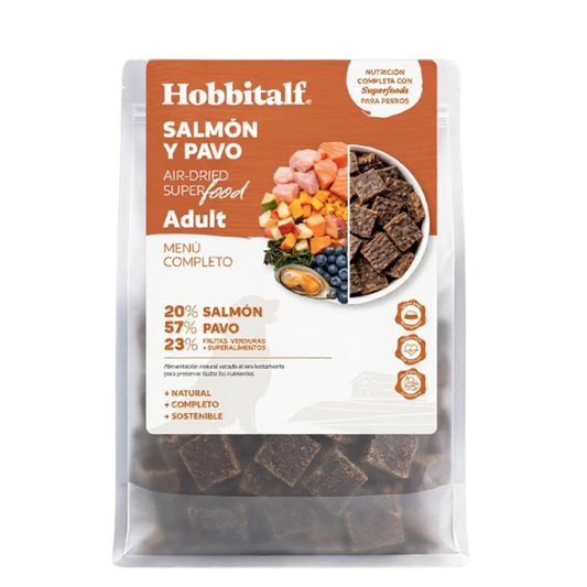 Hobbitalf Air-Dried – Comida Secada al Aire de Salmón y Pavo para Perros