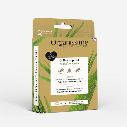 Organissime - Collier répulsif antiparasitaire au géraniol pour petits chiens
