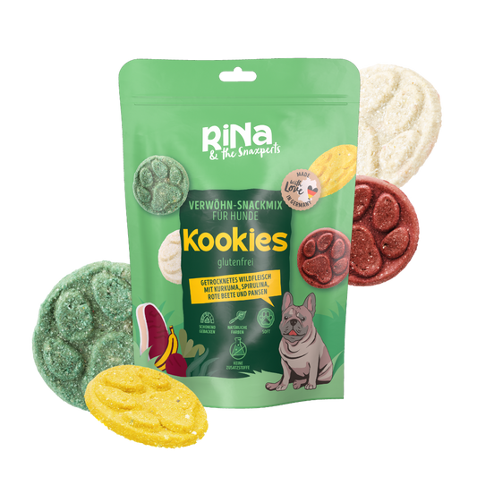 Rina & the Snaxperts - Cookies de Venado con Cúrcuma, espirulina, remolacha y tripa 180g