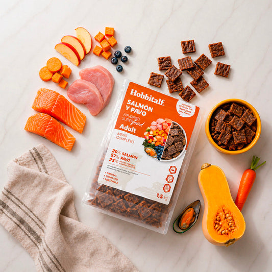 Hobbitalf Air-Dried – Comida Secada al Aire de Salmón y Pavo para Perros