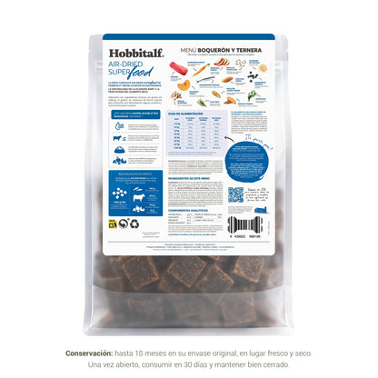 Hobbitalf Air-Dried – Comida Secada al Aire de Boquerón y Ternera para Perros