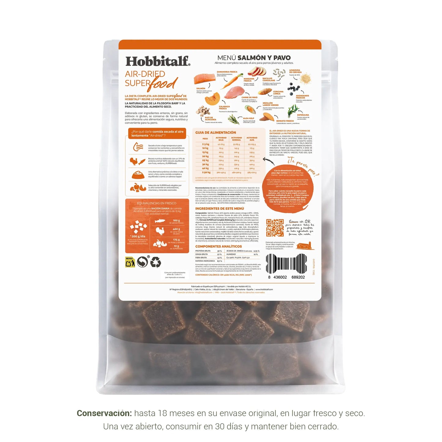 Hobbitalf Air-Dried – Comida Secada al Aire de Salmón y Pavo para Perros