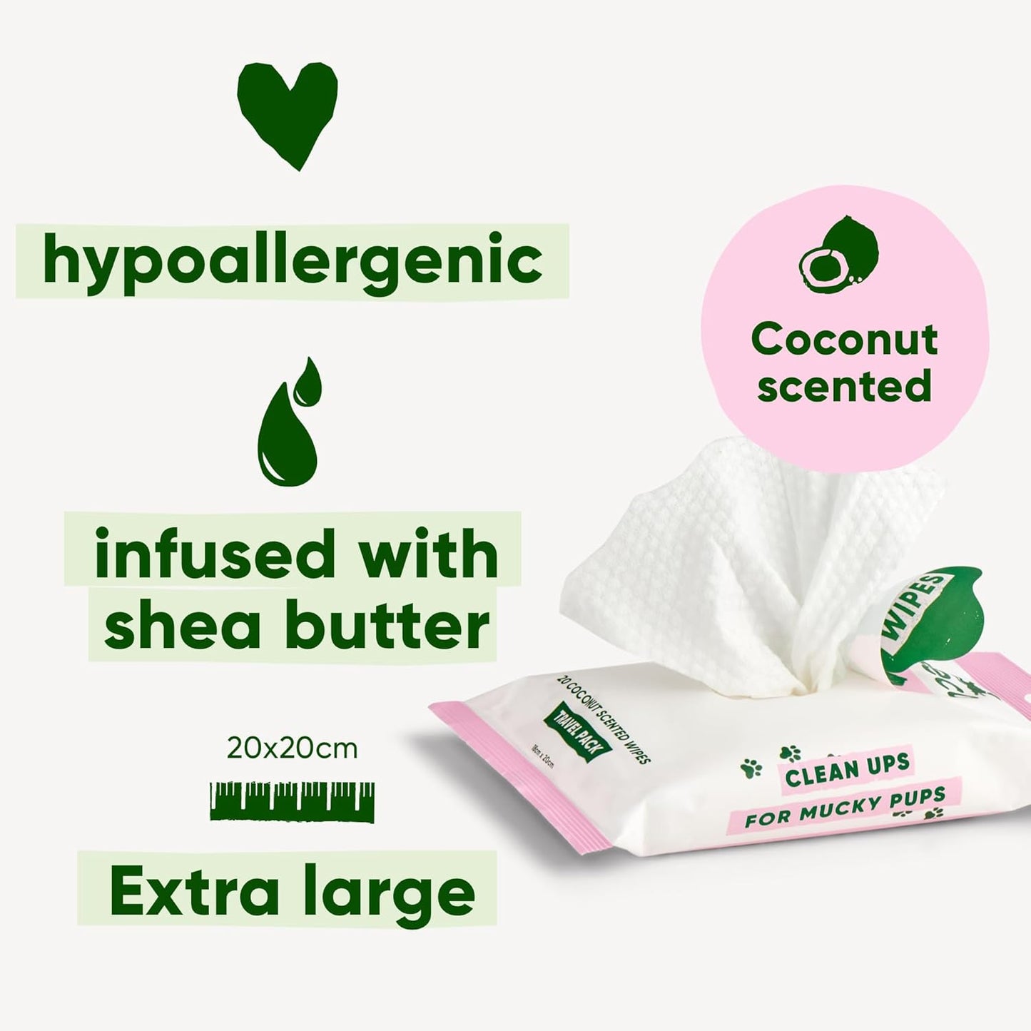 Beco Toallitas húmedas de Bambú Pack de Viaje con aroma a Coco 20uds