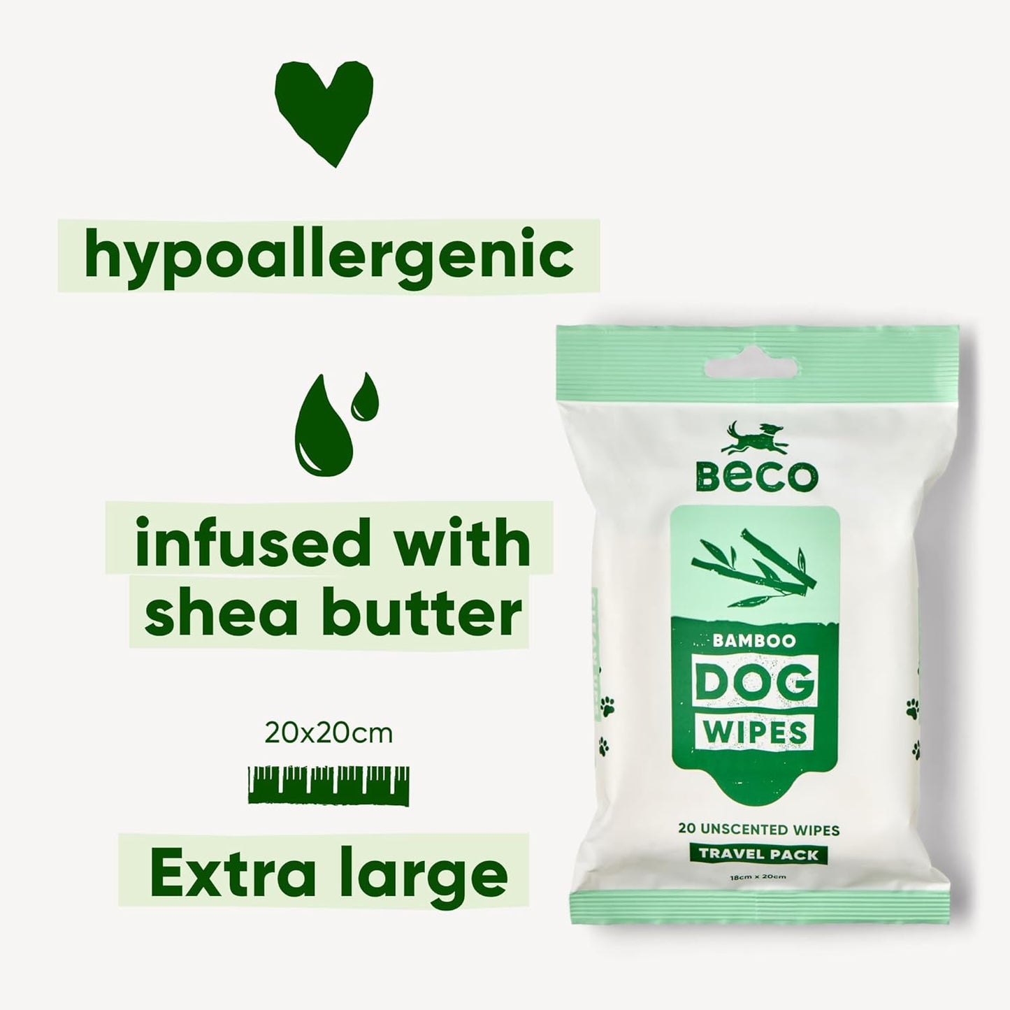 Beco Toallitas húmedas de Bambú Pack de Viaje 20uds