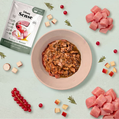 Dibaq Sense Bouchées en sauce – Dinde et Lapin 100g