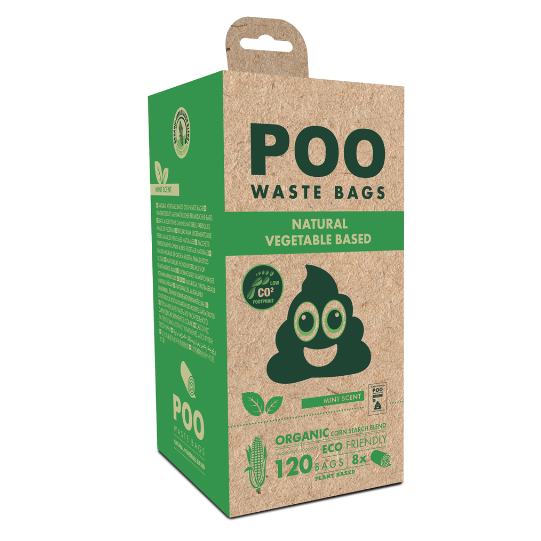 M-PETS – Bolsas higiénicas ecológicas con almidón de maíz (8 rollos/120 bolsas)