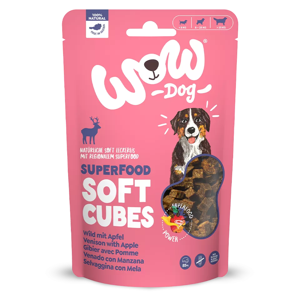 WOW Dog - Superfood Cubitos tiernos de Venado con Manzana