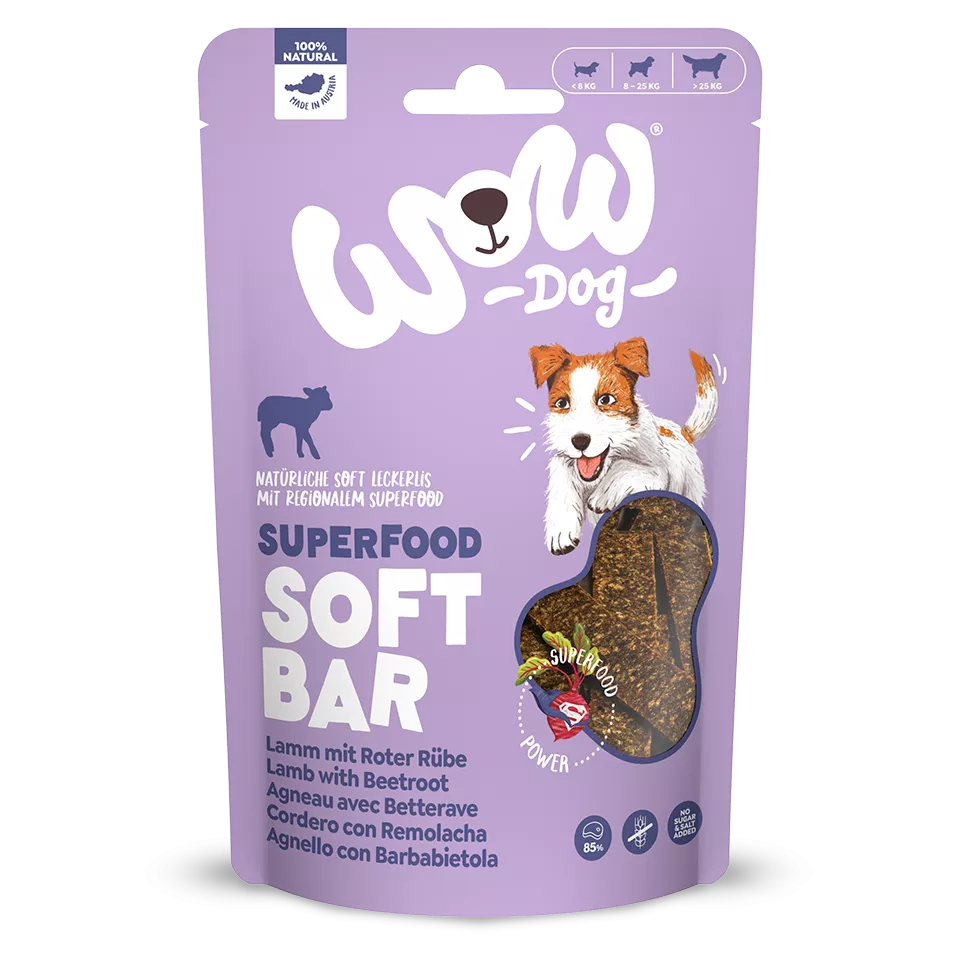 WOW Dog - Superfood Barritas tiernas de Cordero con Remolacha