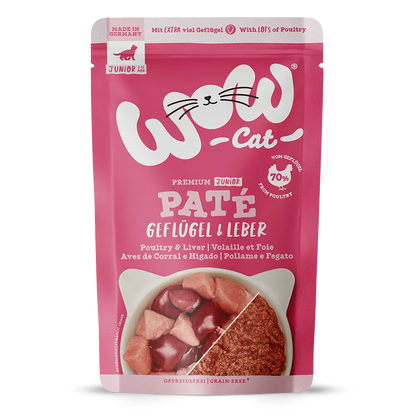 WOW Cat - Ave e Hígado en Paté para Gatitos 125gr